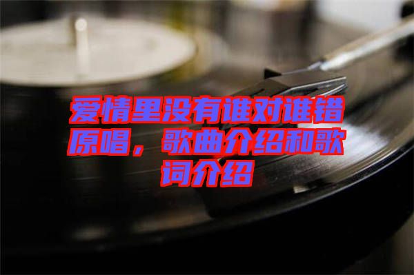 愛情里沒有誰對(duì)誰錯(cuò)原唱，歌曲介紹和歌詞介紹