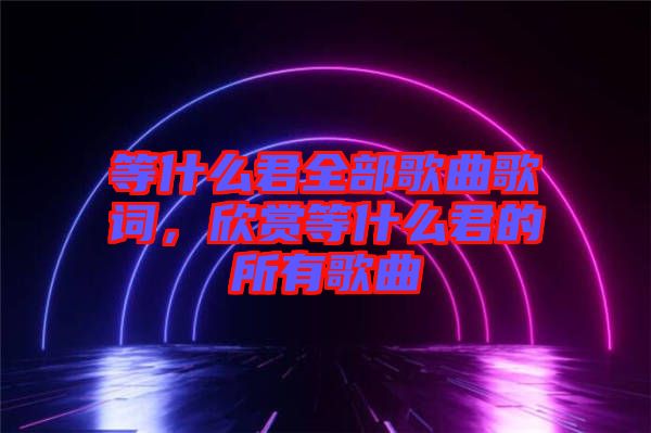 等什么君全部歌曲歌詞，欣賞等什么君的所有歌曲