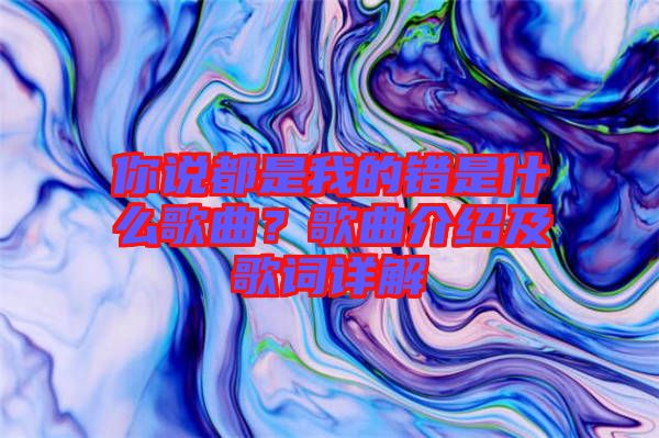 你說都是我的錯是什么歌曲？歌曲介紹及歌詞詳解