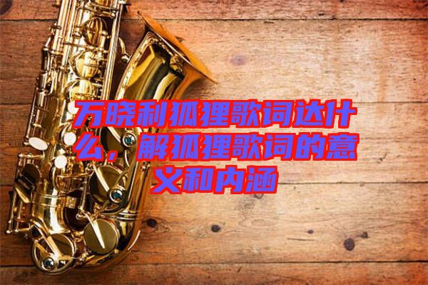 萬曉利狐貍歌詞達(dá)什么，解狐貍歌詞的意義和內(nèi)涵