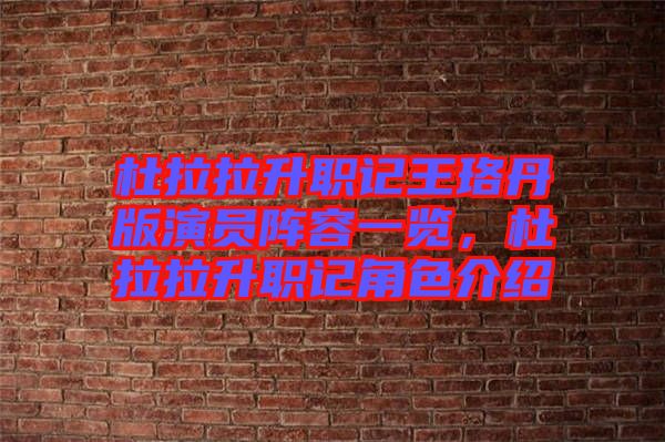 杜拉拉升職記王珞丹版演員陣容一覽，杜拉拉升職記角色介紹