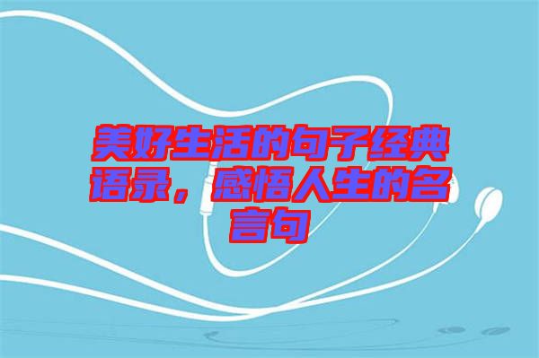 美好生活的句子經(jīng)典語錄，感悟人生的名言句