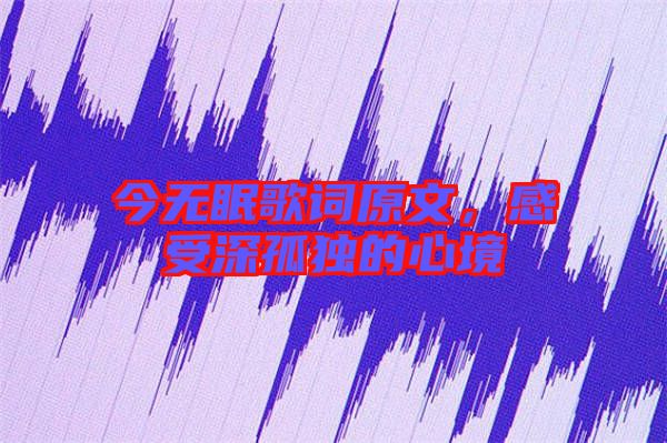 今無眠歌詞原文，感受深孤獨(dú)的心境