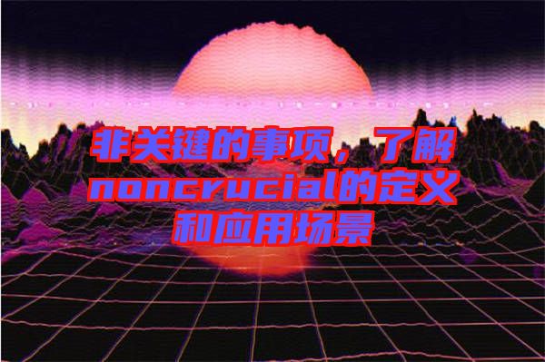 非關(guān)鍵的事項，了解noncrucial的定義和應(yīng)用場景