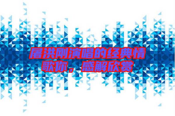 屠洪剛演唱的經(jīng)典情歌你，感解欣賞