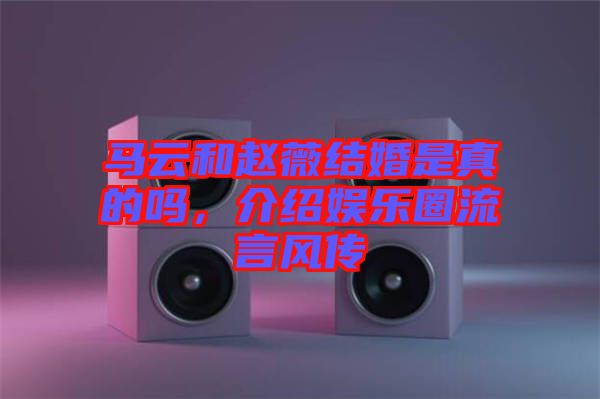 馬云和趙薇結(jié)婚是真的嗎，介紹娛樂圈流言風(fēng)傳