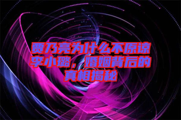 賈乃亮為什么不原諒李小璐，婚姻背后的真相揭秘