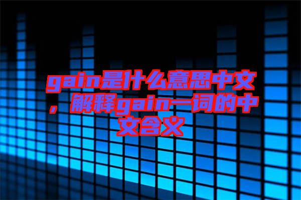 gain是什么意思中文，解釋gain一詞的中文含義