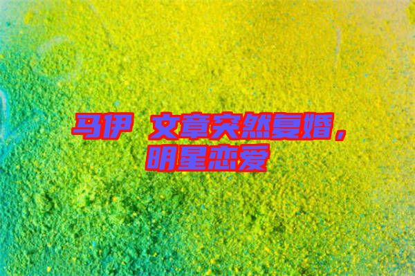 馬伊琍文章突然復(fù)婚，明星戀愛