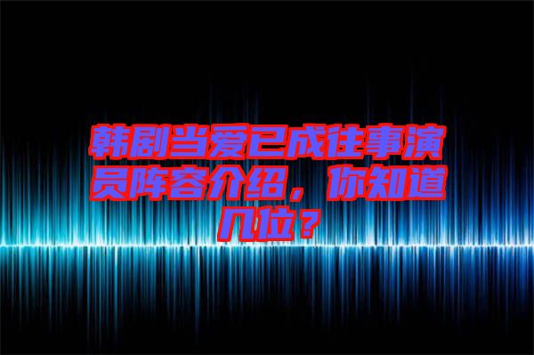 韓劇當(dāng)愛已成往事演員陣容介紹，你知道幾位？