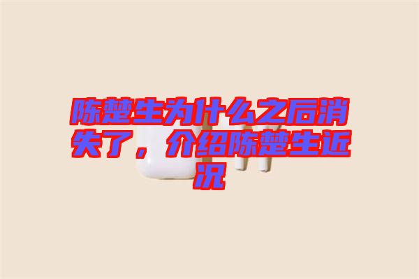 陳楚生為什么之后消失了，介紹陳楚生近況