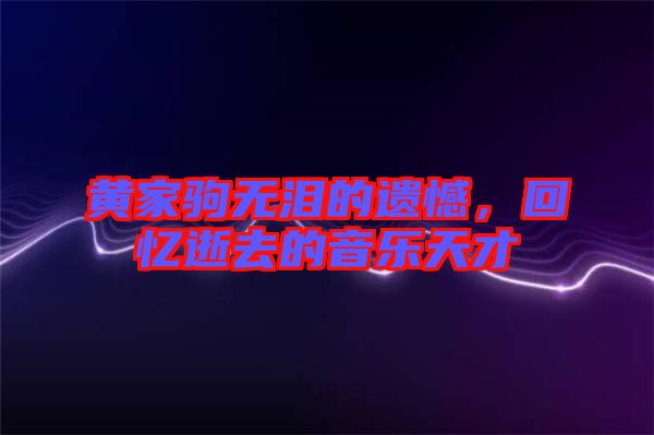 黃家駒無淚的遺憾，回憶逝去的音樂天才