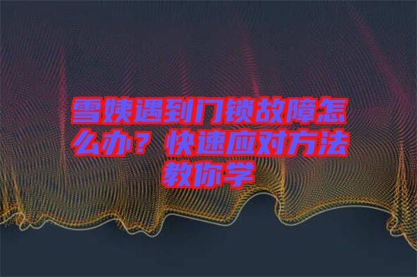 雪姨遇到門鎖故障怎么辦？快速應(yīng)對(duì)方法教你學(xué)