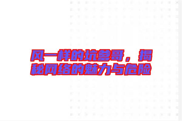 風(fēng)一樣的坑爹哥，揭秘網(wǎng)絡(luò)的魅力與危險(xiǎn)