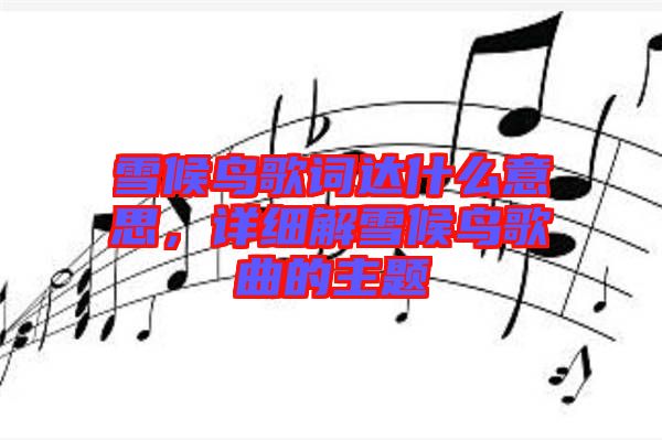 雪候鳥歌詞達(dá)什么意思，詳細(xì)解雪候鳥歌曲的主題