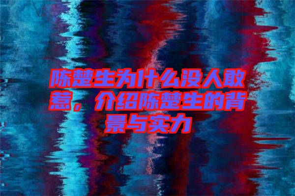 陳楚生為什么沒(méi)人敢惹，介紹陳楚生的背景與實(shí)力